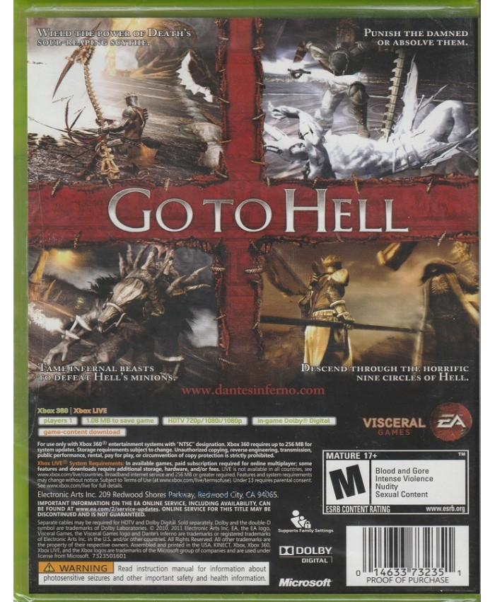 игра Dante's Inferno (Xbox 360/Xbox One, Английский язык)