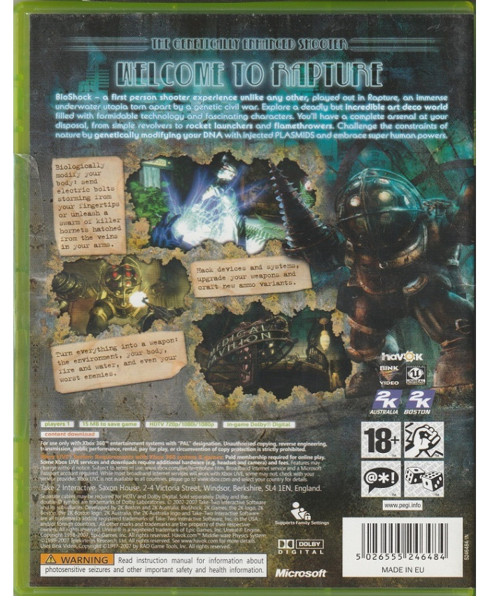игра BioShock (Xbox 360, Английский язык)