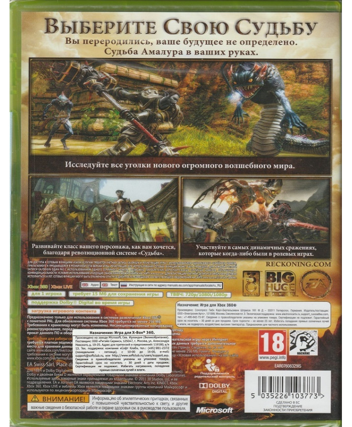 игра Kingdoms of Amalur Reckoning (Xbox 360, Английская версия)
