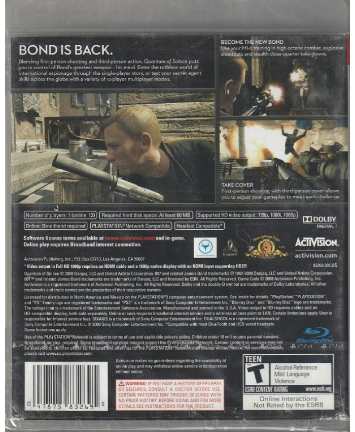 игра 007 Quantum Of Solace (PS3)