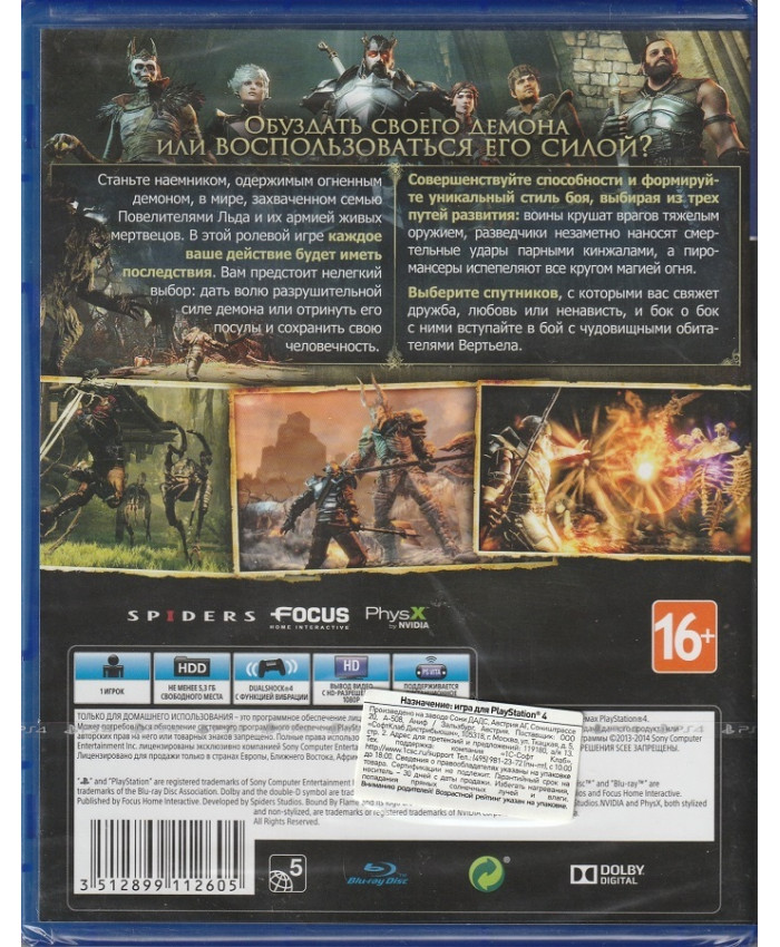 игра Bound by Flame (PlayStation4, Английский язык)