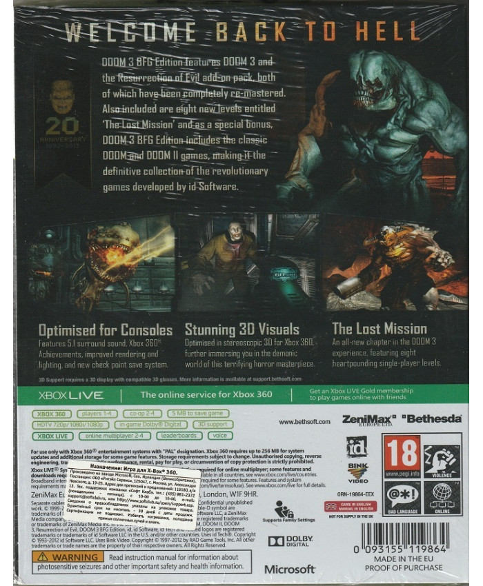 игра Doom 3 BFG Edition (xbox 360, Английский язык)