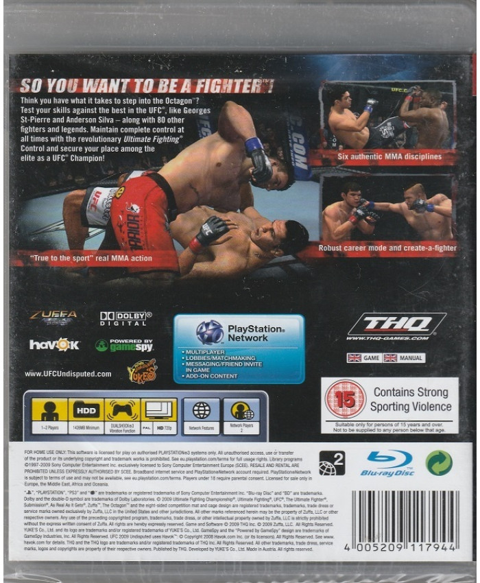 игра UFC 2009 Undisputed (PS3)