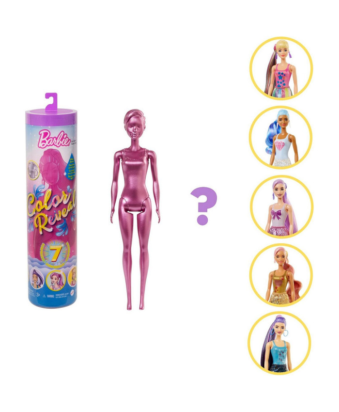 Barbie Color Reveal Кукла-сюрприз Волна 1 с розовой куклой и сюрпризами внутри GTR93