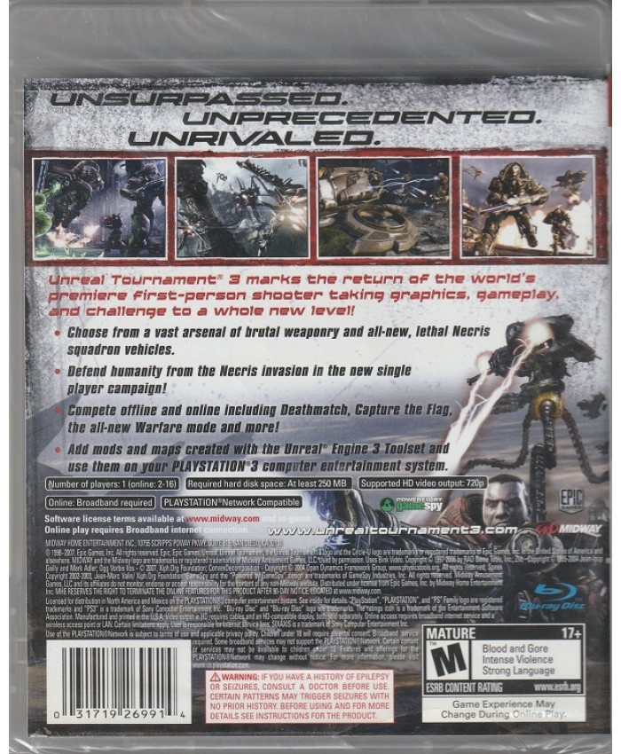 игра Unreal Tournament 3 (PlayStation 3, Английская версия)
