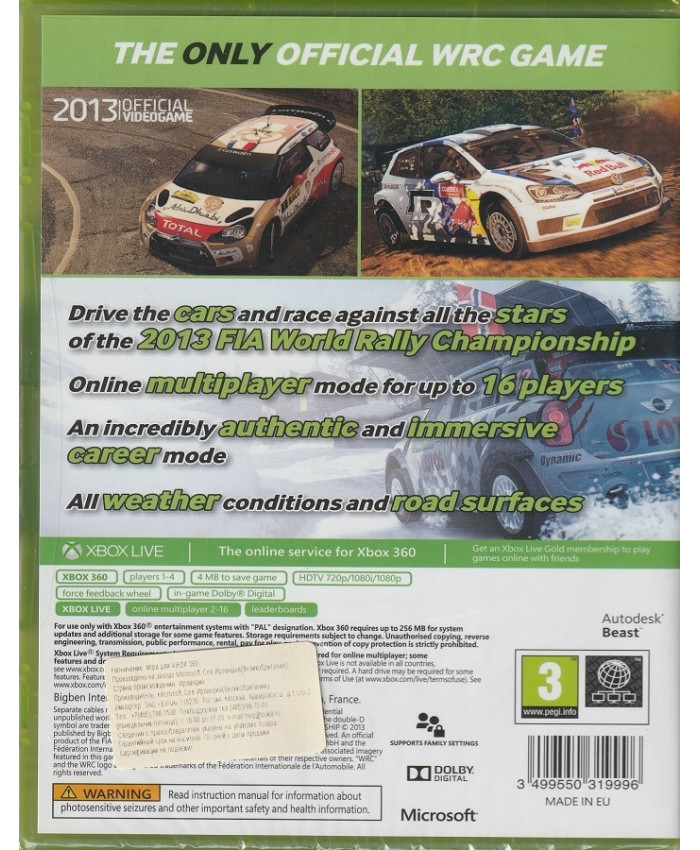 игра WRC 4 Fia World Rally Championship (Xbox 360, Английская версия)